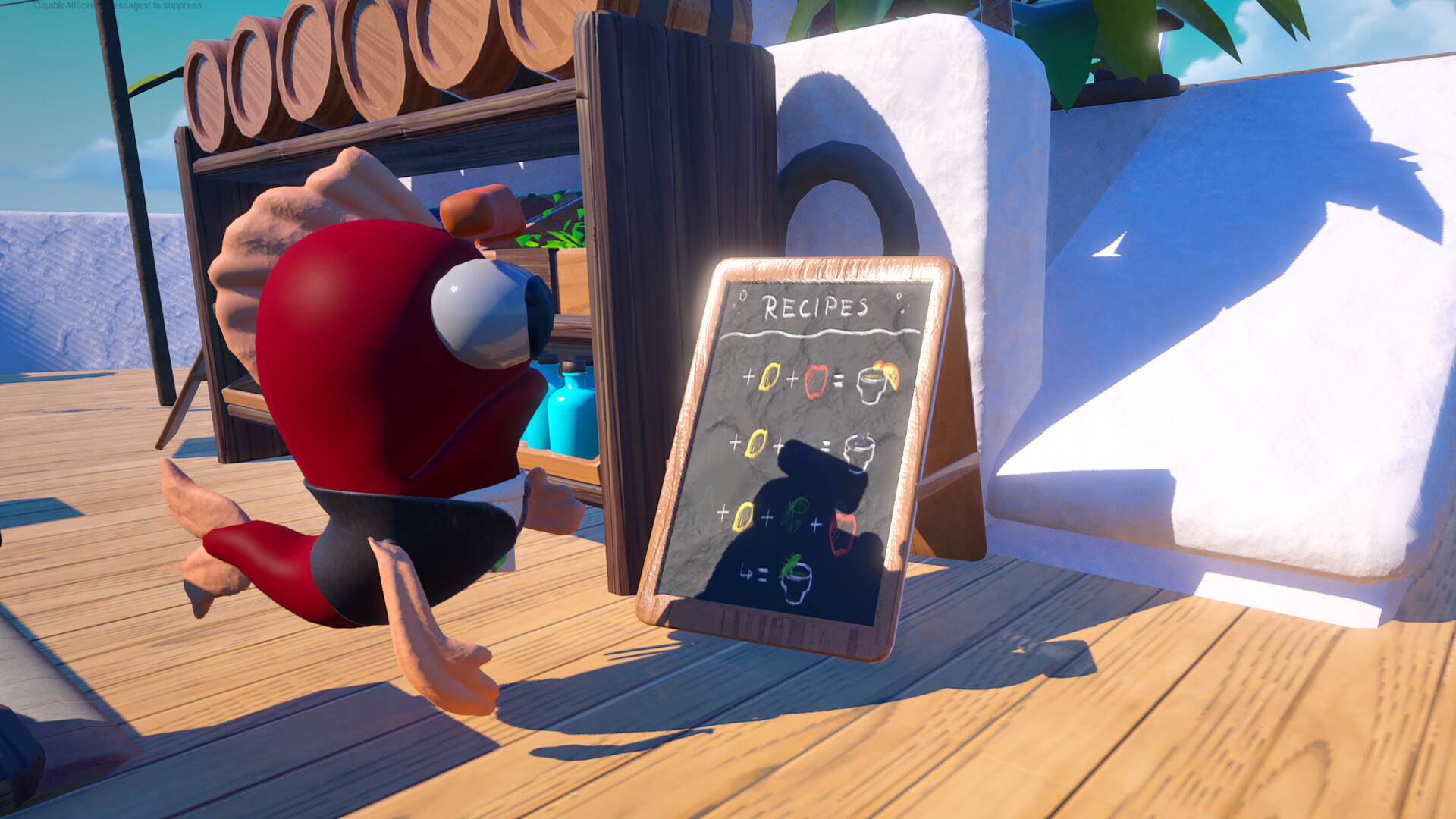 Fish bartender with the recipe board